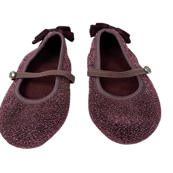 Girls Stuart Weitzman Sparkly Purple Mary Jane Dress Holiday Shoes With Bow 4 - Picture 1 of 9